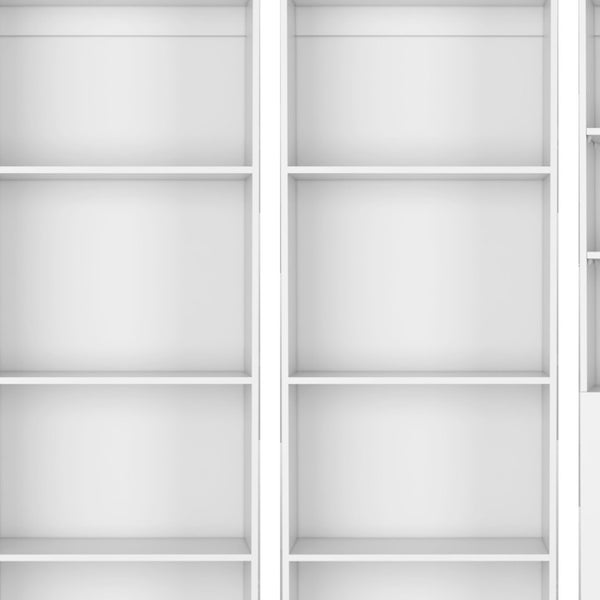 HomeRoots Set of Three White Wood Modular Bookcases – Elegant Eleven-Tier Design with Two Doors for Clutter-Free Spaces 546630