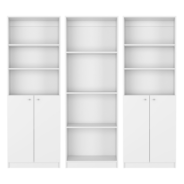 Homeroots 71" White Ten Tier Oversized Bookcase With Doors - Versatile Storage & Display Solution For Any Room   546633