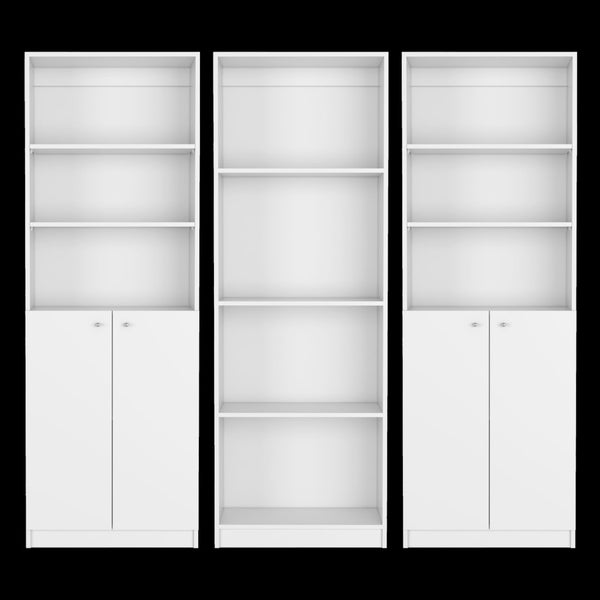 Homeroots 71" White Ten Tier Oversized Bookcase With Doors - Versatile Storage & Display Solution For Any Room   546633