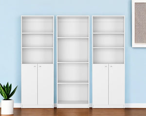 Homeroots 71" White Ten Tier Oversized Bookcase With Doors - Versatile Storage & Display Solution For Any Room   546633