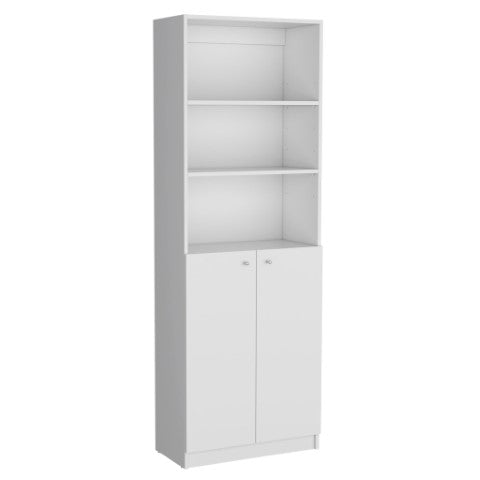 Homeroots 71" White Ten Tier Oversized Bookcase With Doors - Versatile Storage & Display Solution For Any Room   546633