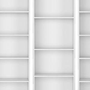 HomeRoots Set of Four Modular White Wood Bookcases - 17-Tier Storage Solution with Concealed Doors & Style 546634