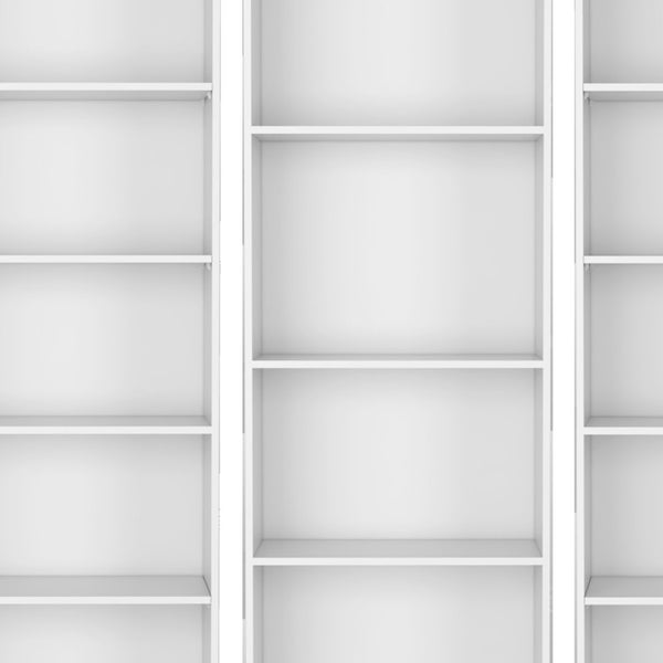 HomeRoots Set of Four Modular White Wood Bookcases - 17-Tier Storage Solution with Concealed Doors & Style 546634