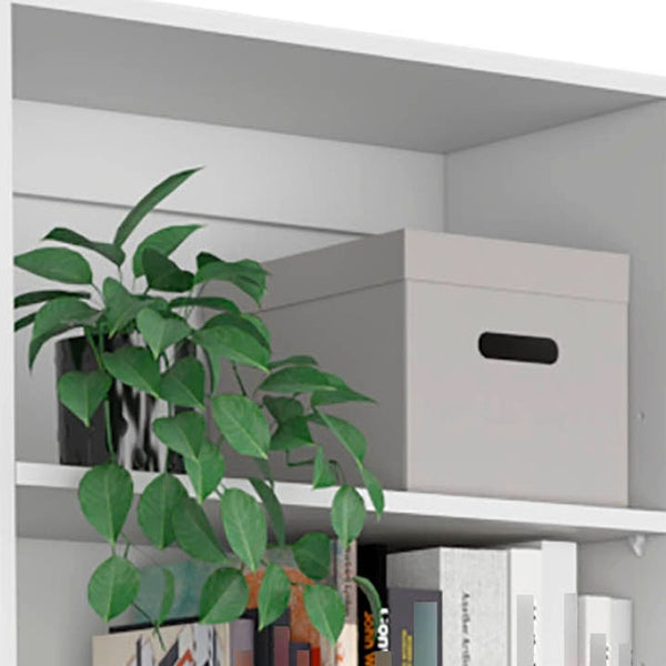 HomeRoots Set of Four Modular White Wood Bookcases - 17-Tier Storage Solution with Concealed Doors & Style 546634
