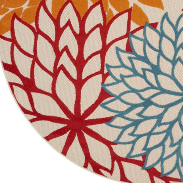 HomeRoots 5' Vibrant Floral Indoor Outdoor Area Rug - Durable, Stain-Resistant, Perfect for Any Space! 5' Round 546657
