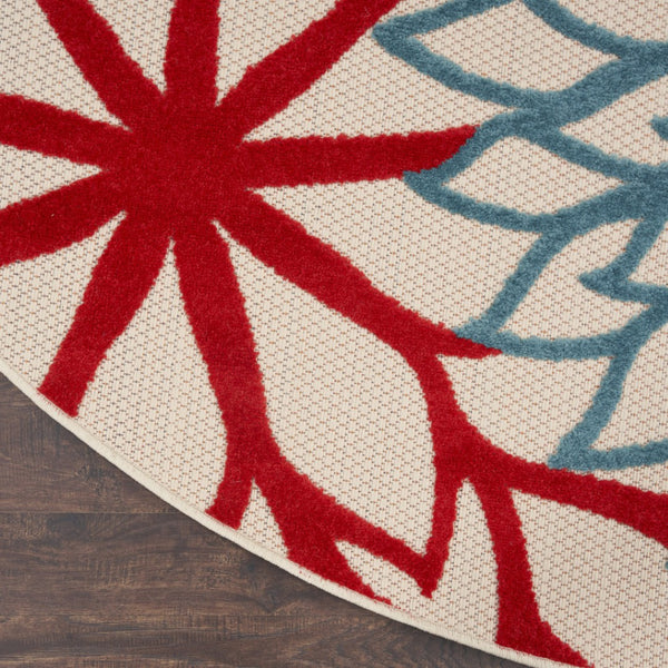 HomeRoots 5' Vibrant Floral Indoor Outdoor Area Rug - Durable, Stain-Resistant, Perfect for Any Space! 5' Round 546657