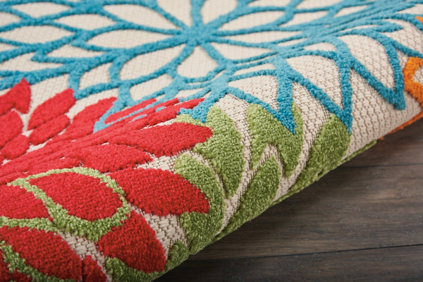 HomeRoots 5' Vibrant Floral Indoor Outdoor Area Rug - Durable, Stain-Resistant, Perfect for Any Space! 5' Round 546657