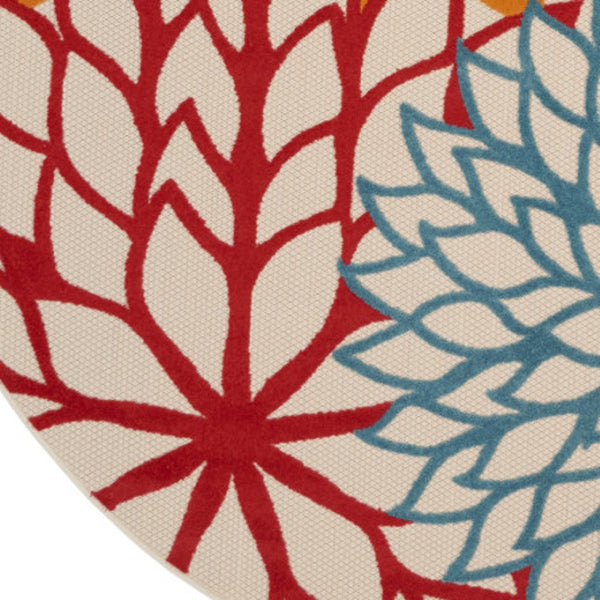 HomeRoots 5' Vibrant Floral Indoor Outdoor Area Rug - Durable, Stain-Resistant, Perfect for Any Space! 5' Round 546657