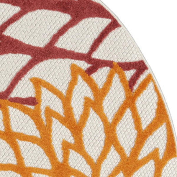 HomeRoots 5' Vibrant Floral Area Rug for Indoor & Outdoor Use – Durable, Stain-Resistant, Easy to Clean Design! 5' Round 546662