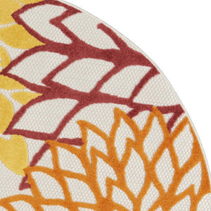 HomeRoots 5' Vibrant Floral Area Rug for Indoor & Outdoor Use – Durable, Stain-Resistant, Easy to Clean Design! 5' Round 546662