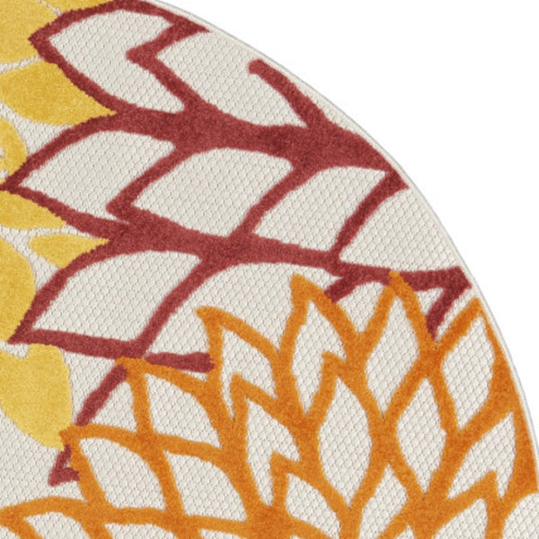 HomeRoots 5' Vibrant Floral Area Rug for Indoor & Outdoor Use – Durable, Stain-Resistant, Easy to Clean Design! 5' Round 546662