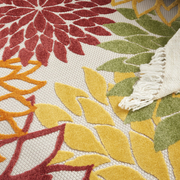 HomeRoots 5' Vibrant Floral Area Rug for Indoor & Outdoor Use – Durable, Stain-Resistant, Easy to Clean Design! 5' Round 546662