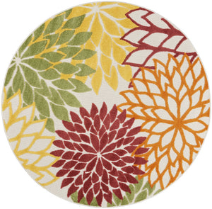 HomeRoots 5' Vibrant Floral Area Rug for Indoor & Outdoor Use – Durable, Stain-Resistant, Easy to Clean Design! 5' Round 546662