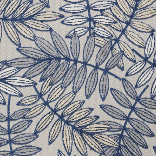 HomeRoots 5' Coastal-Inspired Navy Blue and Ivory Botanical Indoor Outdoor Area Rug for Versatile Spaces 5' X 8' 546668