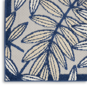 HomeRoots 5' Coastal-Inspired Navy Blue and Ivory Botanical Indoor Outdoor Area Rug for Versatile Spaces 5' X 8' 546668