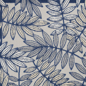 HomeRoots 5' Coastal-Inspired Navy Blue and Ivory Botanical Indoor Outdoor Area Rug for Versatile Spaces 5' X 8' 546668