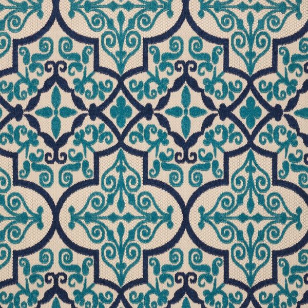 HomeRoots 5' Navy Blue and Ivory Trellis Area Rug - Timeless Indoor/Outdoor Style for High-Traffic Spaces 5' X 8' 546669