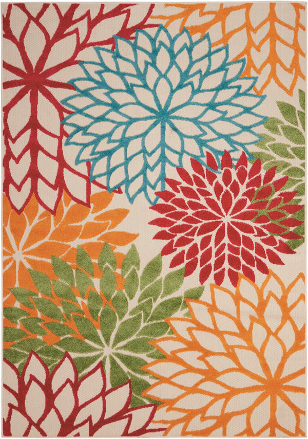 HomeRoots 5' Vibrant Floral Indoor Outdoor Area Rug - Durable, Stain-Resistant, Perfect for Any Space! 5' X 8' 546670