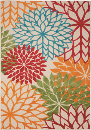 HomeRoots 5' Vibrant Floral Indoor Outdoor Area Rug - Durable, Stain-Resistant, Perfect for Any Space! 5' X 8' 546670