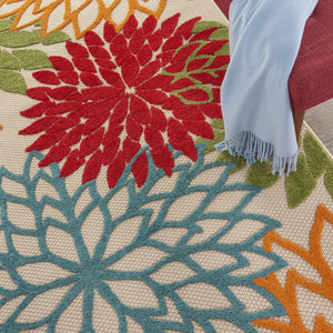 HomeRoots 5' Vibrant Floral Indoor Outdoor Area Rug - Durable, Stain-Resistant, Perfect for Any Space! 5' X 8' 546670