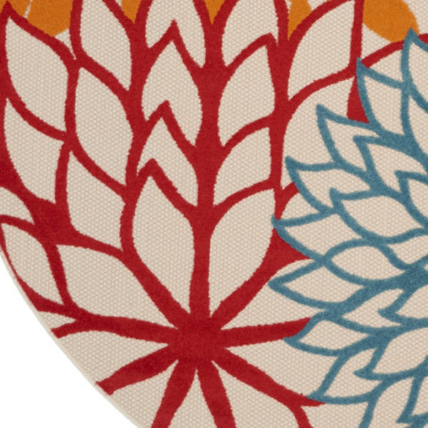 HomeRoots 5' Vibrant Floral Indoor Outdoor Area Rug - Durable, Stain-Resistant, Perfect for Any Space! 8' Round 546671