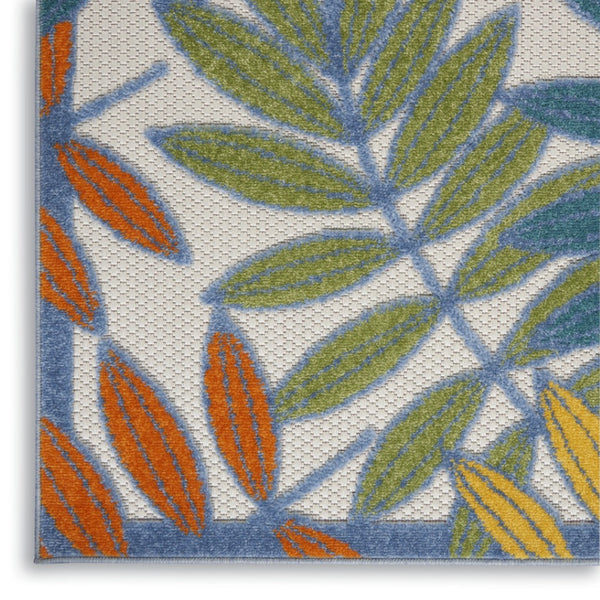 HomeRoots 5' Vibrant Botanical Leaves Area Rug - Indoor/Outdoor, Durable, Easy-Care, Multi-Color Charm! 546675