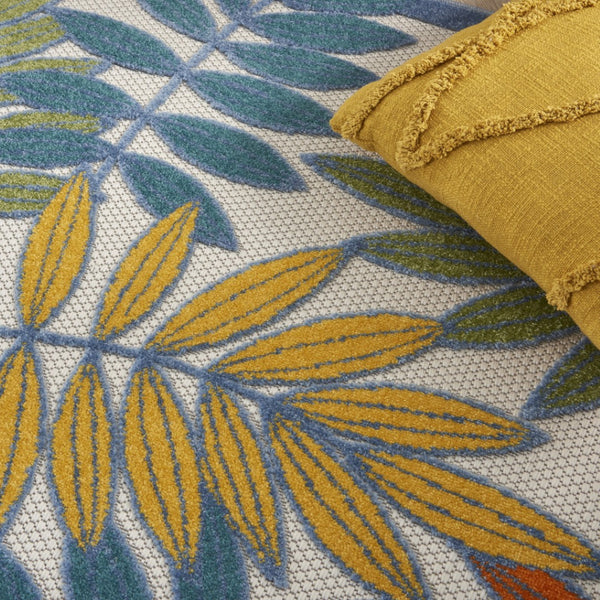 HomeRoots 5' Vibrant Botanical Leaves Area Rug - Indoor/Outdoor, Durable, Easy-Care, Multi-Color Charm! 546675