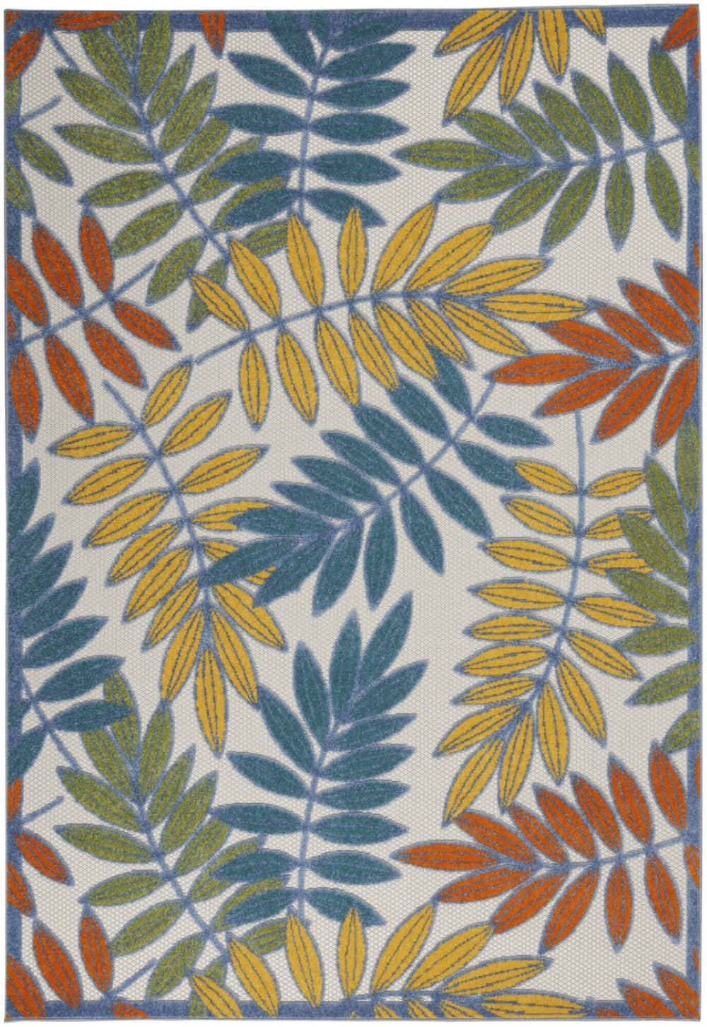 HomeRoots 5' Vibrant Botanical Leaves Area Rug - Indoor/Outdoor, Durable, Easy-Care, Multi-Color Charm! 546675