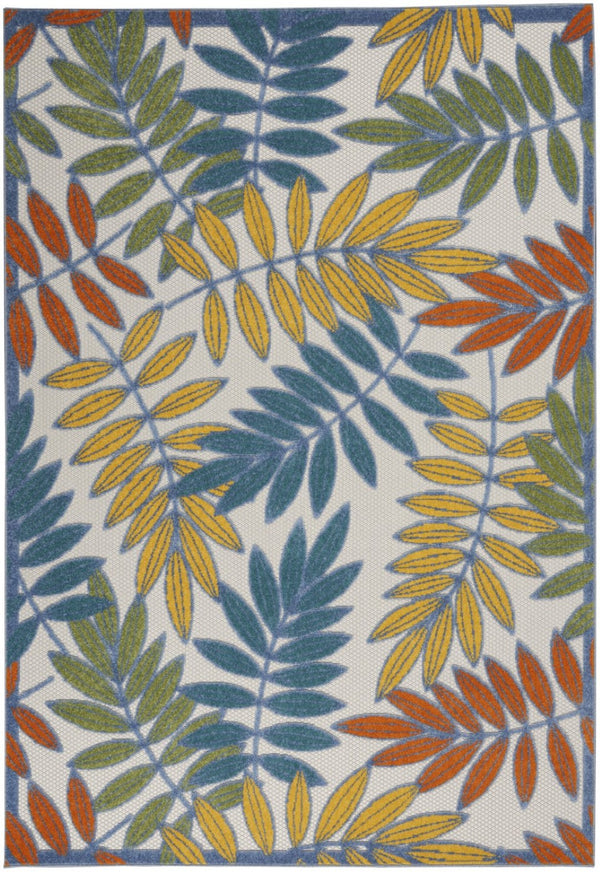 HomeRoots 5' Vibrant Botanical Leaves Area Rug - Indoor/Outdoor, Durable, Easy-Care, Multi-Color Charm! 546675