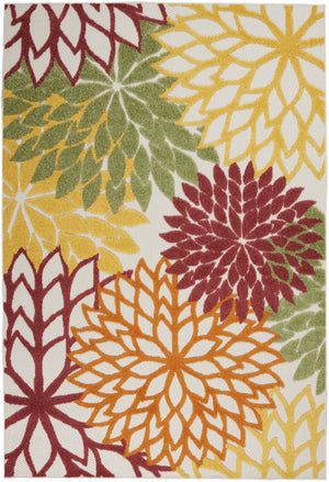 HomeRoots 5' Vibrant Floral Area Rug for Indoor & Outdoor Use – Durable, Stain-Resistant, Easy to Clean Design! 5' X 7' 546677