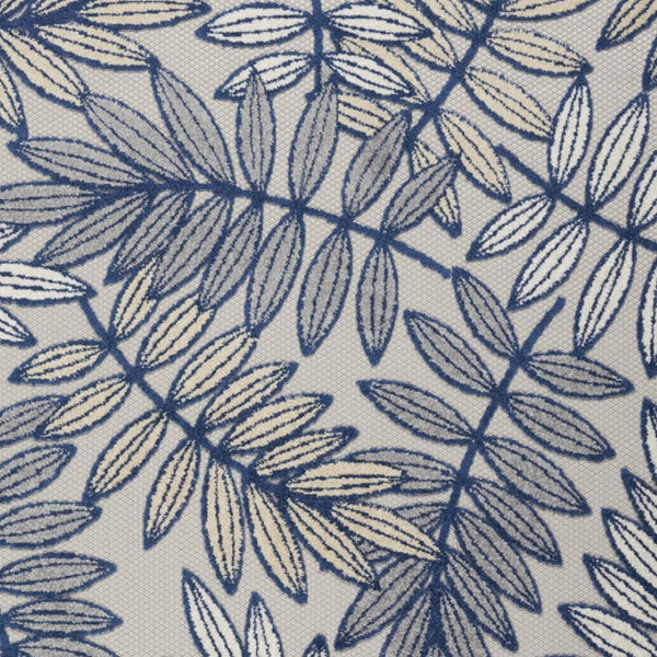 HomeRoots 5' Coastal-Inspired Navy Blue and Ivory Botanical Indoor Outdoor Area Rug for Versatile Spaces 6' X 9' 546680