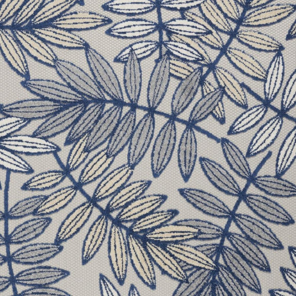 HomeRoots 5' Coastal-Inspired Navy Blue and Ivory Botanical Indoor Outdoor Area Rug for Versatile Spaces 6' X 9' 546680