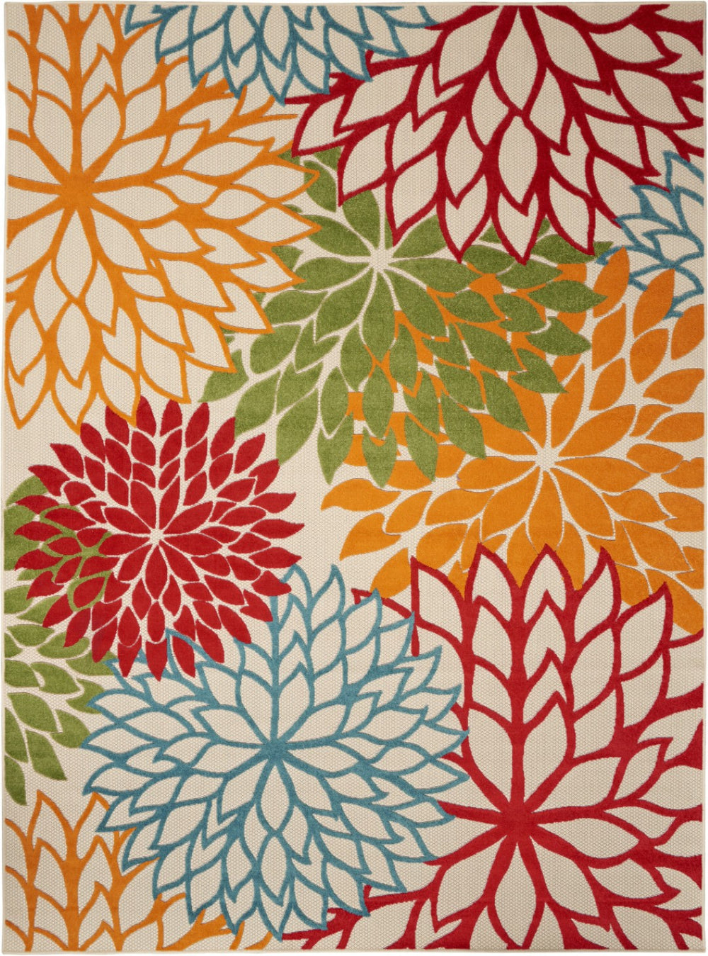 HomeRoots 6' X 9' Vibrant Floral Area Rug - Durable Indoor/Outdoor Decor in Ivory, Yellow, Orange & Green 546681