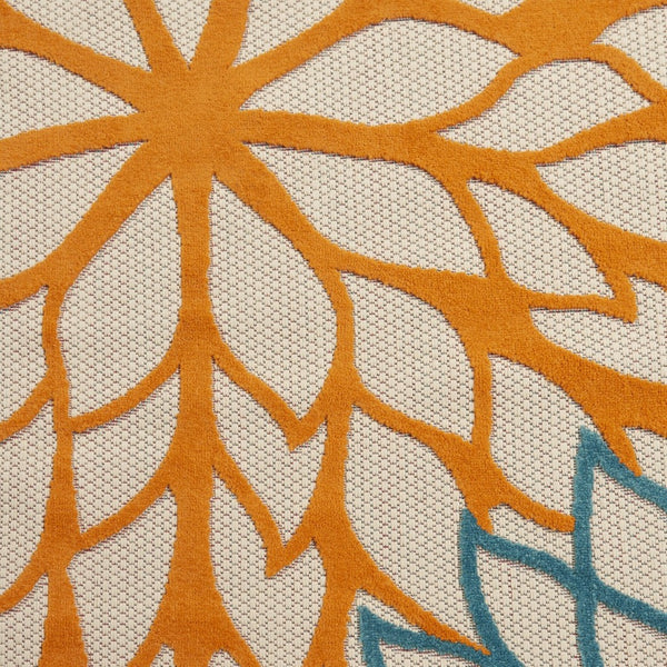 HomeRoots 6' X 9' Vibrant Floral Area Rug - Durable Indoor/Outdoor Decor in Ivory, Yellow, Orange & Green 546681