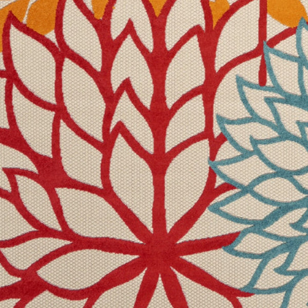 HomeRoots 6' X 9' Vibrant Floral Area Rug - Durable Indoor/Outdoor Decor in Ivory, Yellow, Orange & Green 546681