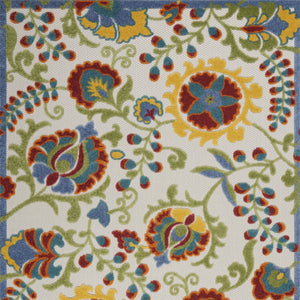 HomeRoots 6' Indoor Outdoor Area Rug with Floral Design - Durable, Stain-Resistant, Perfect for Any Space! 546682