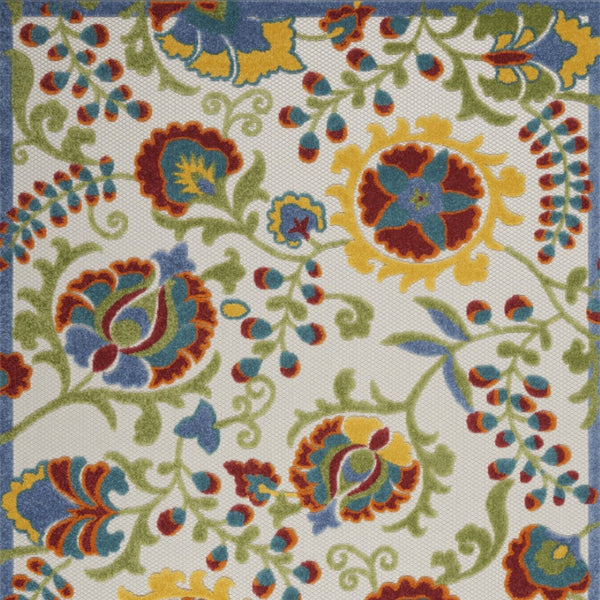 HomeRoots 6' Indoor Outdoor Area Rug with Floral Design - Durable, Stain-Resistant, Perfect for Any Space! 546682