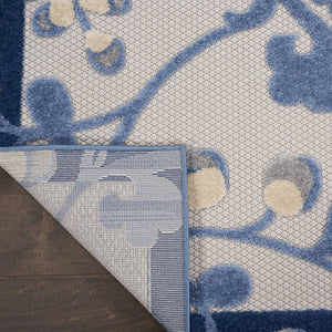 HomeRoots 7' X 10' Floral Area Rug – Elegant Blue Gray & Navy Design for Indoor/Outdoor Spaces, Durable & Easy Care 546688