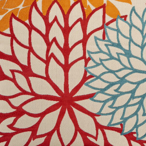 HomeRoots 7' Vibrant Floral Indoor Outdoor Area Rug in Ivory, Green, Blue, Orange & Red - Durable & Easy Care 546690
