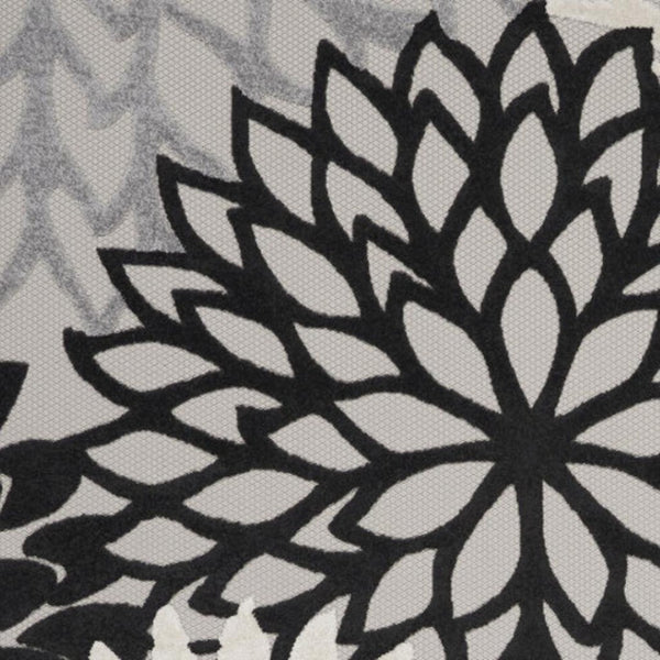 HomeRoots 8' X 11' Black And White Floral Area Rug - Durable, Stylish, and Perfect for Indoor & Outdoor Spaces! 546693
