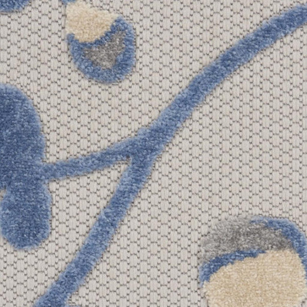 HomeRoots 8' X 11' Blue and Gray Floral Area Rug - Durable Indoor/Outdoor Design for High-Traffic Spaces 546695
