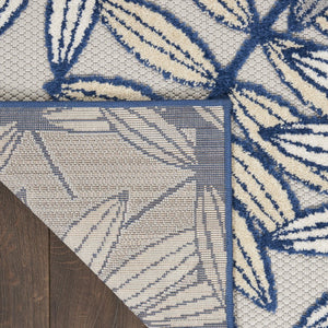 HomeRoots 5' Coastal-Inspired Navy Blue and Ivory Botanical Indoor Outdoor Area Rug for Versatile Spaces 8' X 11' 546696