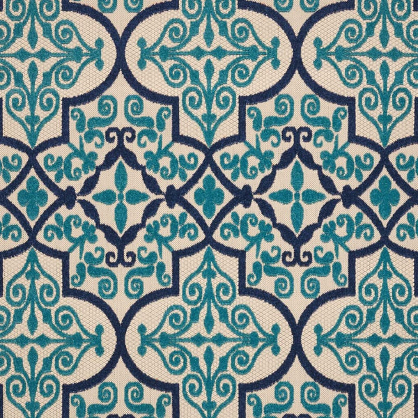 HomeRoots 5' Navy Blue and Ivory Trellis Area Rug - Timeless Indoor/Outdoor Style for High-Traffic Spaces 8' X 11' 546697
