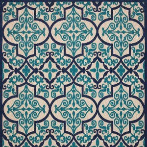 HomeRoots 5' Navy Blue and Ivory Trellis Area Rug - Timeless Indoor/Outdoor Style for High-Traffic Spaces 8' X 11' 546697