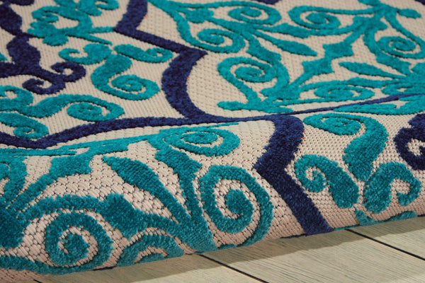 HomeRoots 5' Navy Blue and Ivory Trellis Area Rug - Timeless Indoor/Outdoor Style for High-Traffic Spaces 8' X 11' 546697