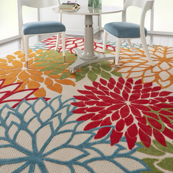 HomeRoots 5' Vibrant Floral Indoor Outdoor Area Rug - Durable, Stain-Resistant, Perfect for Any Space! 8' X 11' 546698