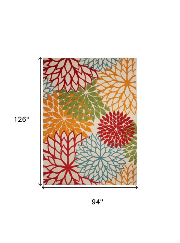 HomeRoots 5' Vibrant Floral Indoor Outdoor Area Rug - Durable, Stain-Resistant, Perfect for Any Space! 8' X 11' 546698
