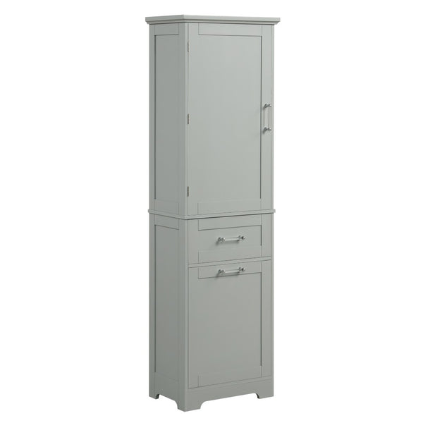 English Elm Tall Bathroom Storage Cabinet - Freestanding Grey Mdf Unit With Drawers & Adjustable Shelf For Organizing N725P206895E-GIGA