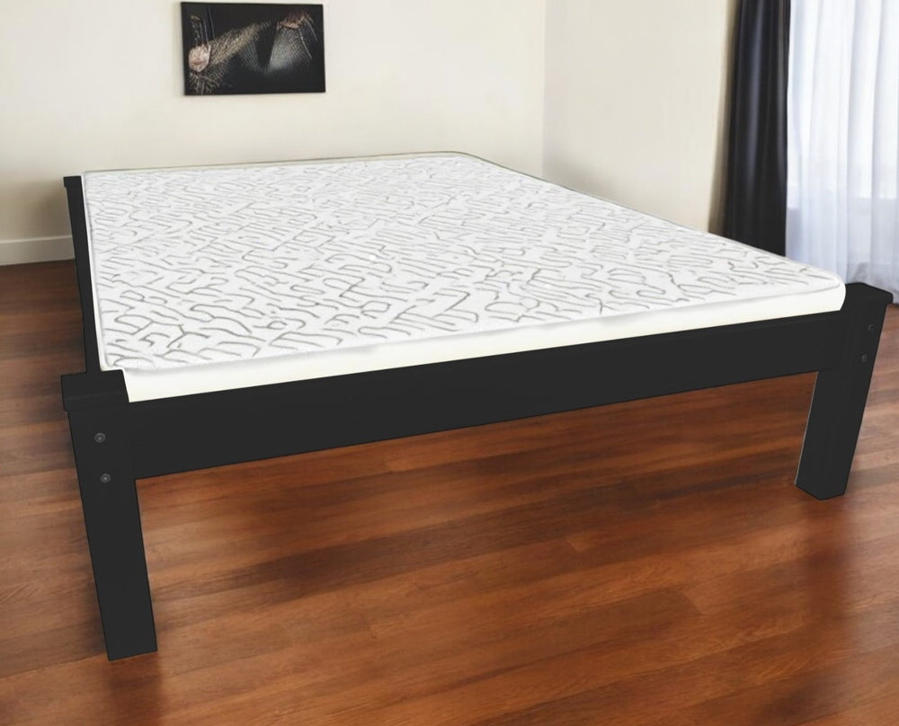 Homeroots Black Solid Wood Full Bed Frame  Solid Wood 546704