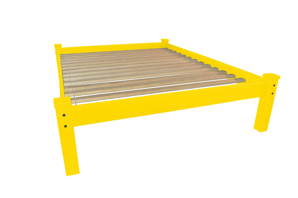 Homeroots Canary Yellow Solid Wood Full Bed Frame  Solid Wood 546705